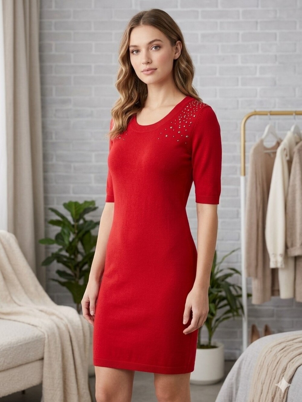 Allison Brittney Dress RED Sweater Size Medium